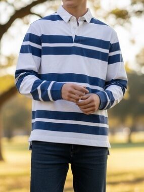 NEW American Eagle men’s all cotton long sleeve rugby shirt perfect condition